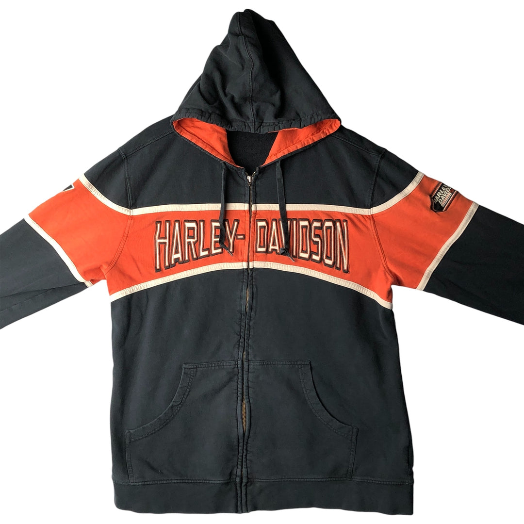 Harley-Davidson Men's Full-Zip Hoodie (XL) cotton black type Vintage Second Hand
