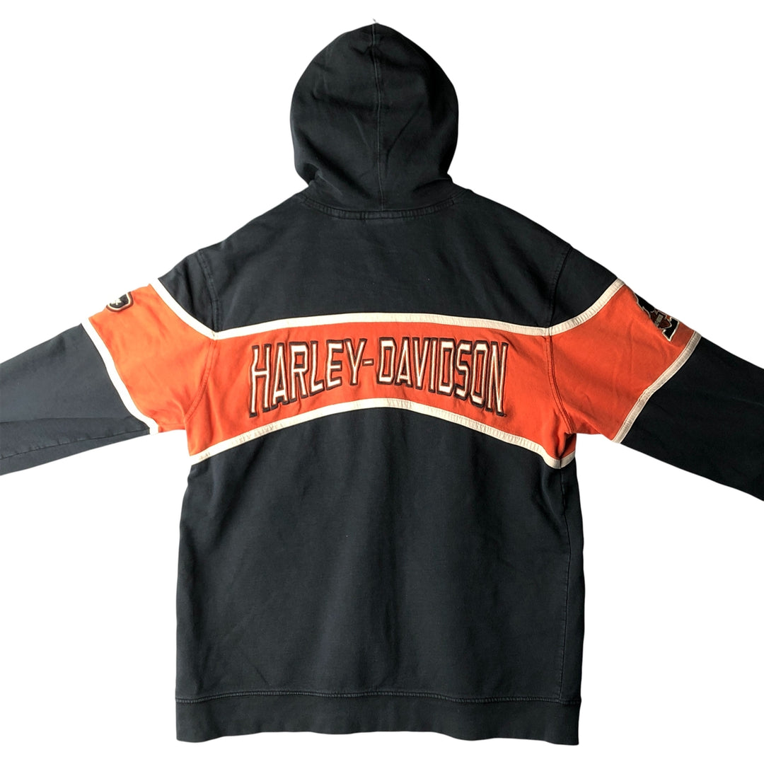 Harley-Davidson Men's Full-Zip Hoodie (XL) cotton black type Vintage Second Hand