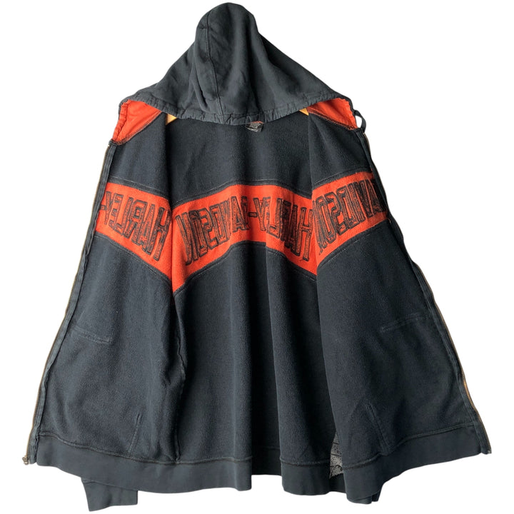Harley-Davidson Men's Full-Zip Hoodie (XL) cotton black type Vintage Second Hand