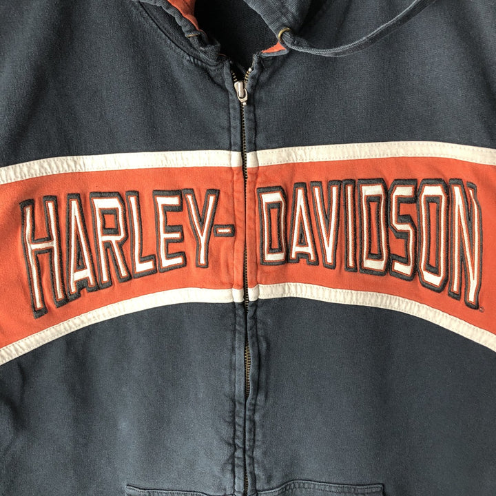 Harley-Davidson Men's Full-Zip Hoodie (XL) cotton black type Vintage Second Hand