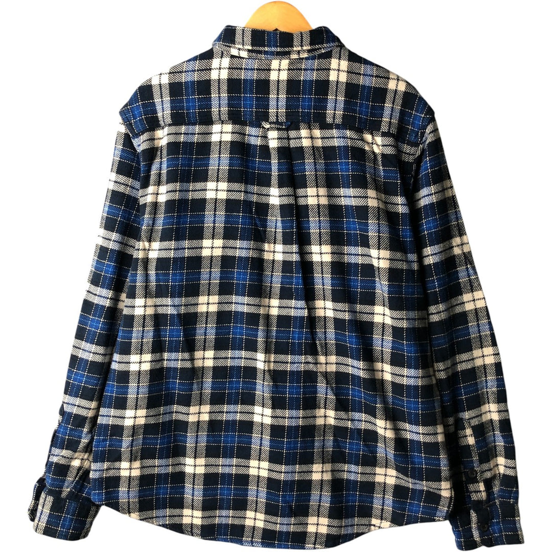 ORVIS Long Sleeve Flannel Check Shirt, Men's Size L cotton navy blue type Vintage Second Hand