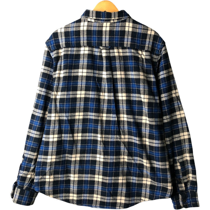 ORVIS Long Sleeve Flannel Check Shirt, Men's Size L cotton navy blue type Vintage Second Hand