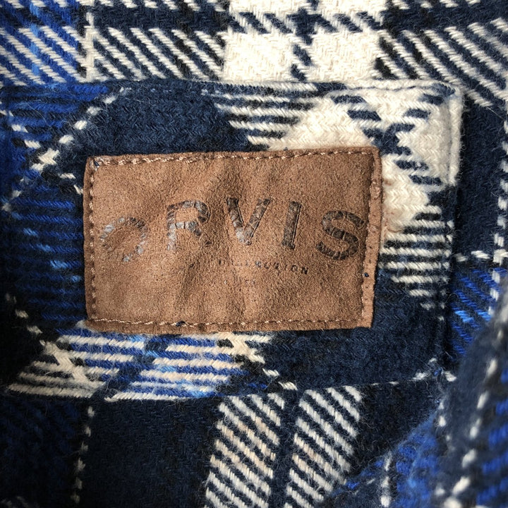 ORVIS Long Sleeve Flannel Check Shirt, Men's Size L cotton navy blue type Vintage Second Hand