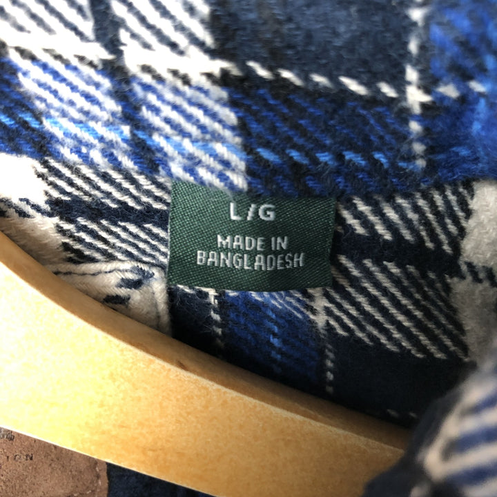 ORVIS Long Sleeve Flannel Check Shirt, Men's Size L cotton navy blue type Vintage Second Hand