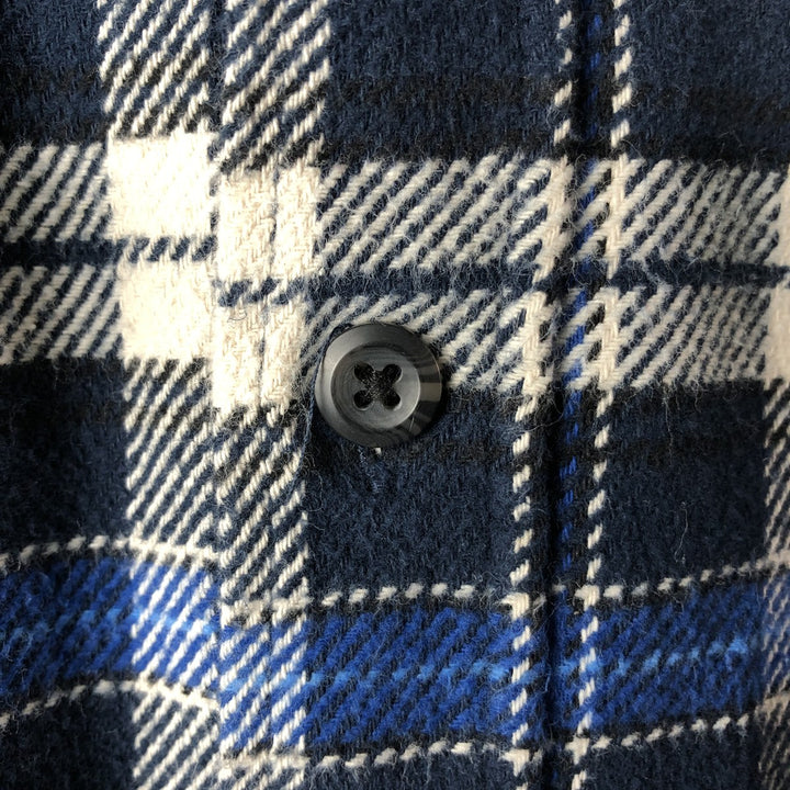 ORVIS Long Sleeve Flannel Check Shirt, Men's Size L cotton navy blue type Vintage Second Hand