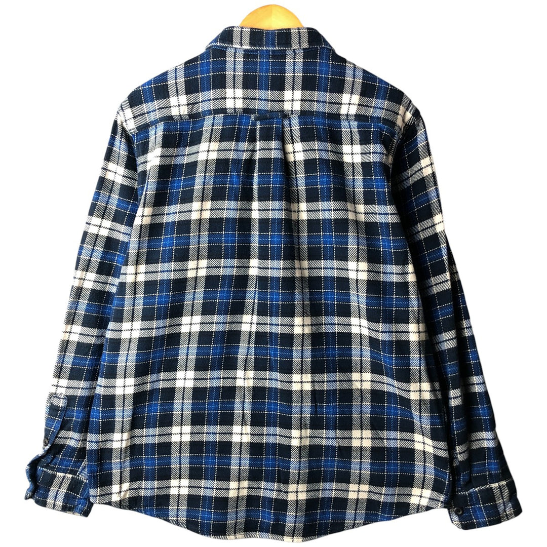 ORVIS Long Sleeve Flannel Check Shirt, Men's XL Size cotton navy blue type Vintage Second Hand
