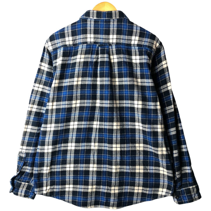 ORVIS Long Sleeve Flannel Check Shirt, Men's XL Size cotton navy blue type Vintage Second Hand