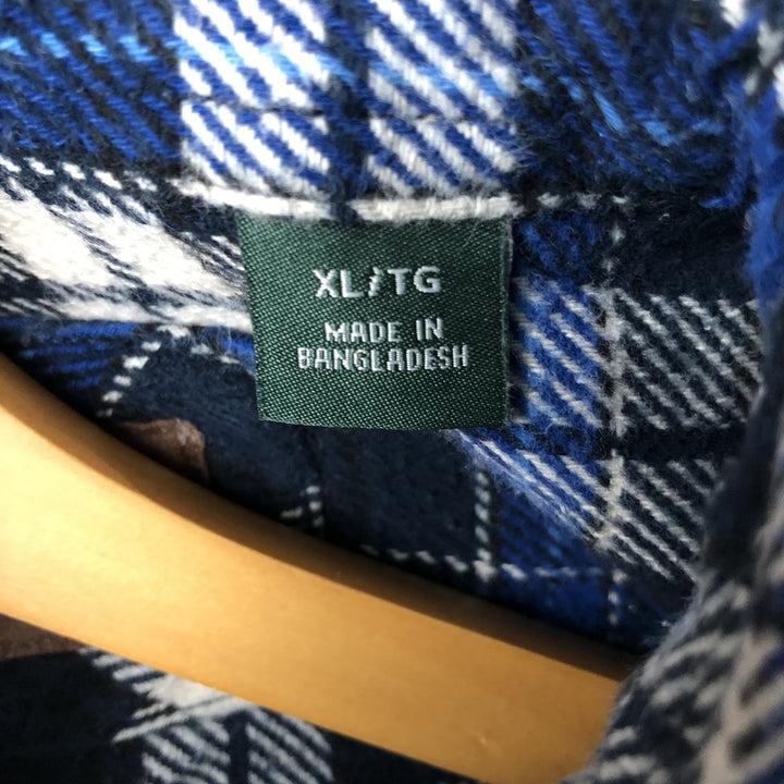 ORVIS Long Sleeve Flannel Check Shirt, Men's XL Size cotton navy blue type Vintage Second Hand