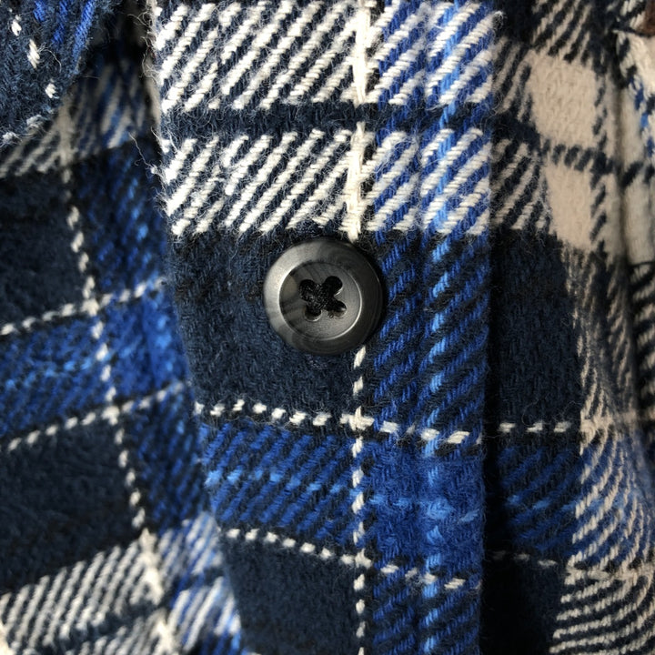 ORVIS Long Sleeve Flannel Check Shirt, Men's XL Size cotton navy blue type Vintage Second Hand