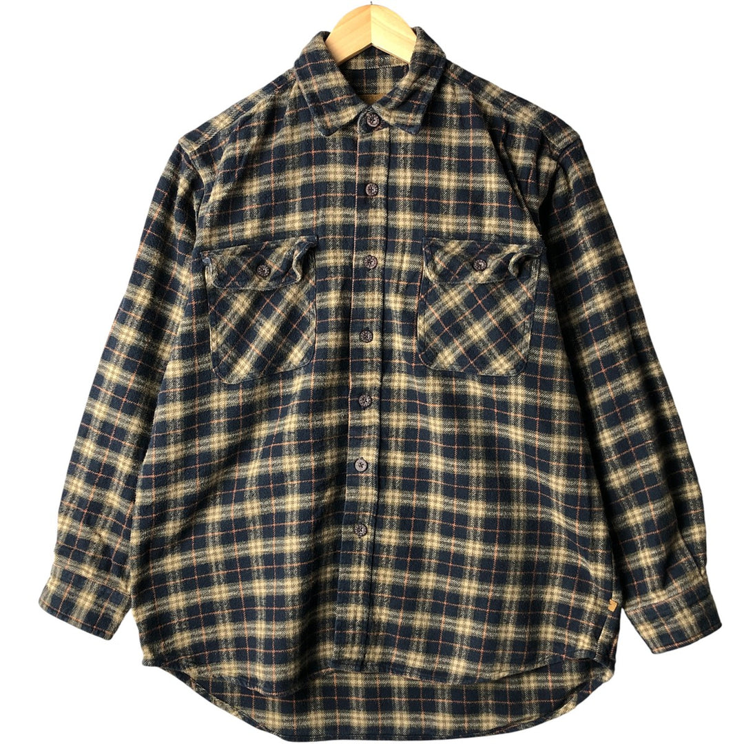 MOOSE CREEK Long Sleeve Flannel Check Shirt, Men's Size L cotton navy blue type Vintage Second Hand