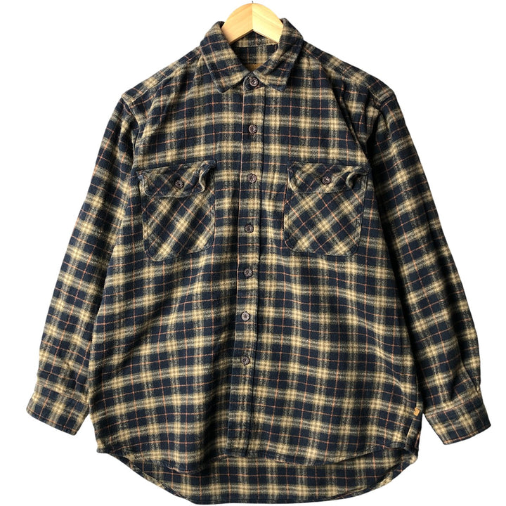 MOOSE CREEK Long Sleeve Flannel Check Shirt, Men's Size L cotton navy blue type Vintage Second Hand