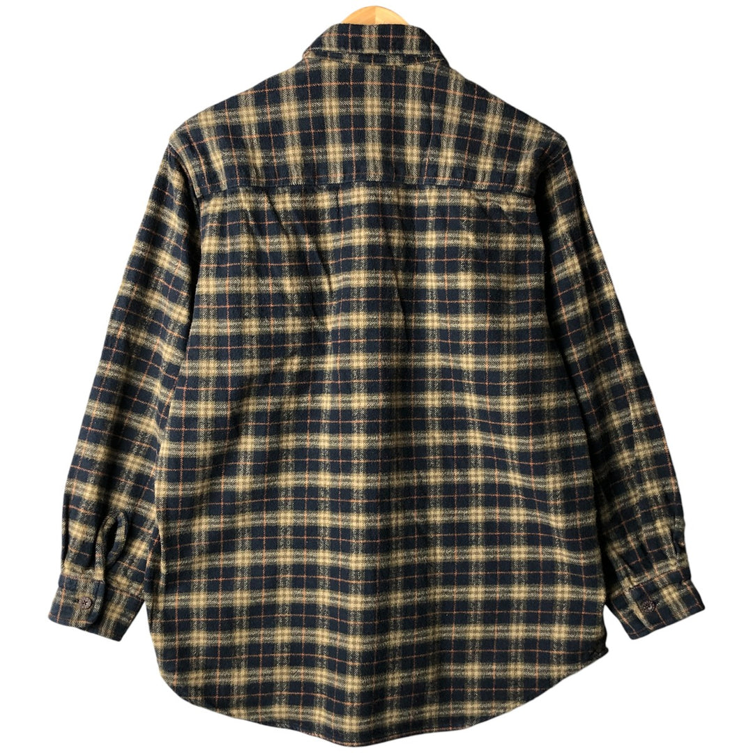 MOOSE CREEK Long Sleeve Flannel Check Shirt, Men's Size L cotton navy blue type Vintage Second Hand