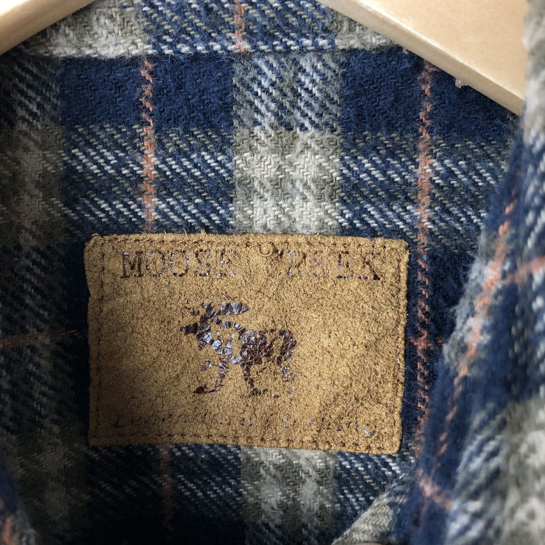 MOOSE CREEK Long Sleeve Flannel Check Shirt, Men's Size L cotton navy blue type Vintage Second Hand