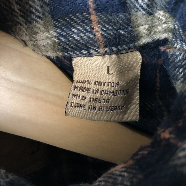MOOSE CREEK Long Sleeve Flannel Check Shirt, Men's Size L cotton navy blue type Vintage Second Hand