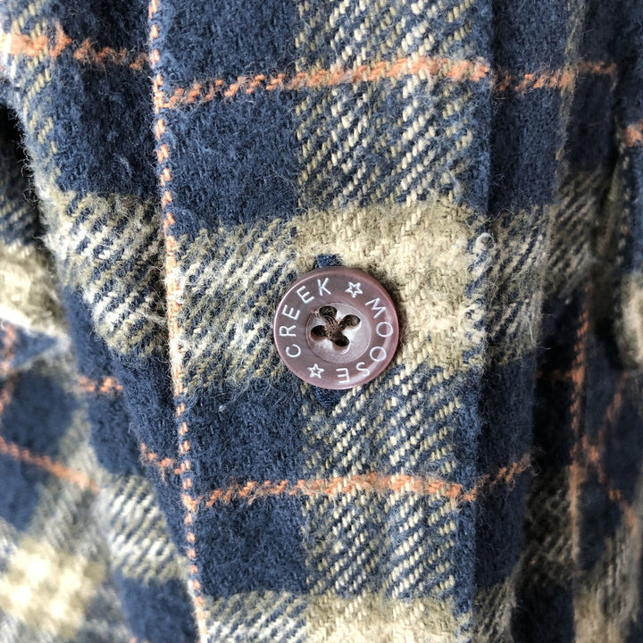 MOOSE CREEK Long Sleeve Flannel Check Shirt, Men's Size L cotton navy blue type Vintage Second Hand