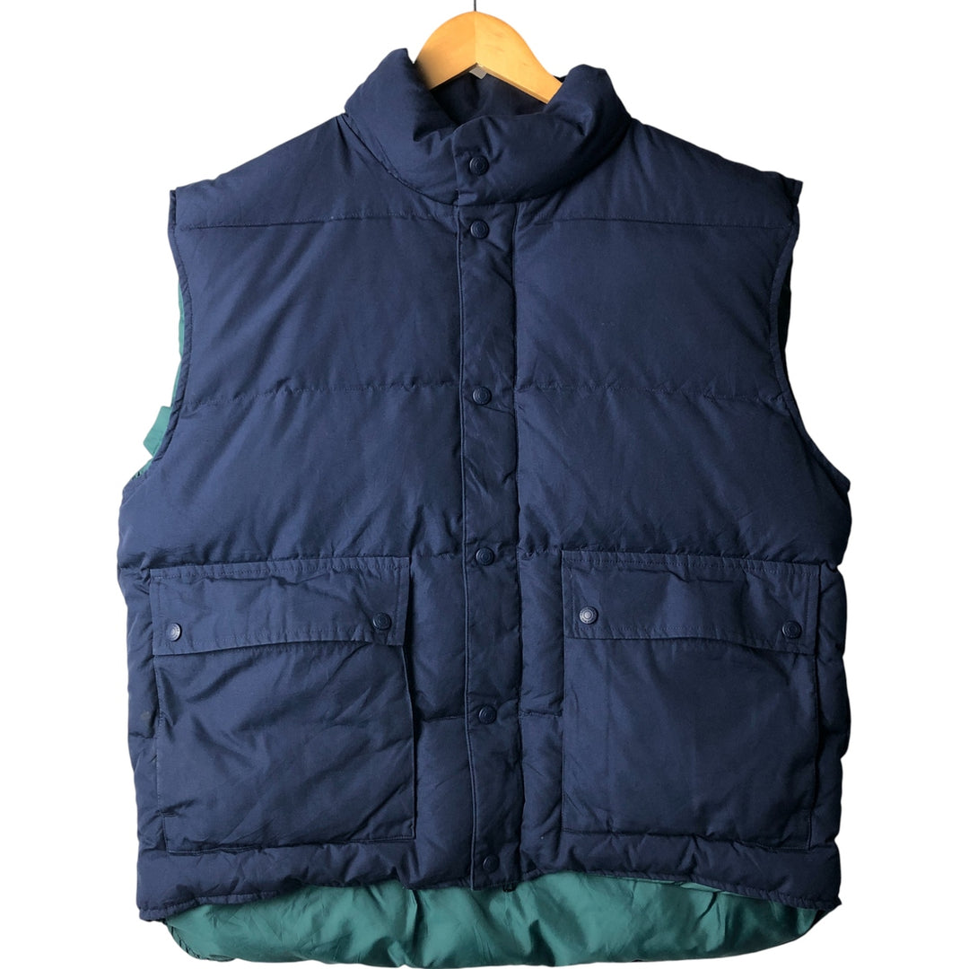 Eddie Bauer Goose Down Vest, Men's Size L polyester navy blue type Vintage Second Hand
