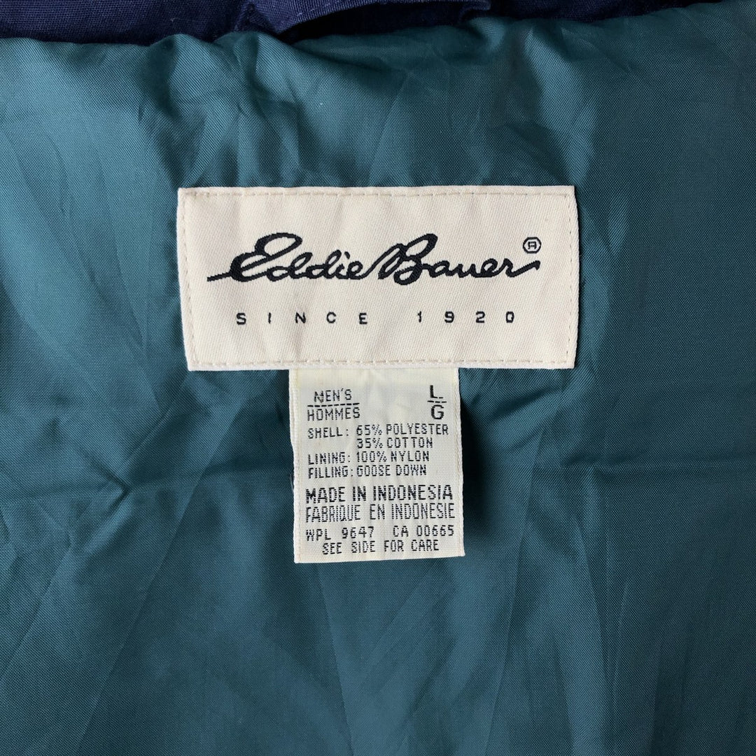 Eddie Bauer Goose Down Vest, Men's Size L polyester navy blue type Vintage Second Hand