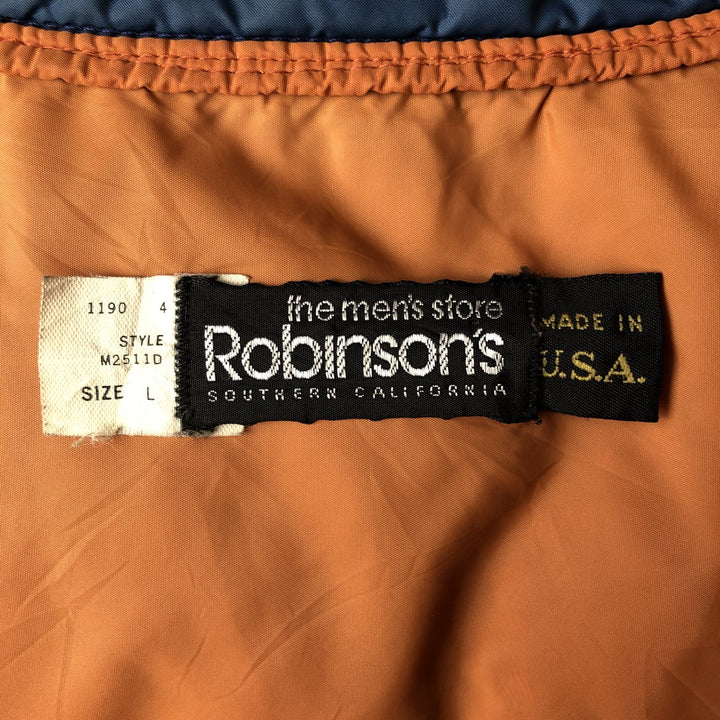 Vintage 90'S Robinson's down vest, made in the USA, size L, men's Nylon blue type Vintage Second Hand