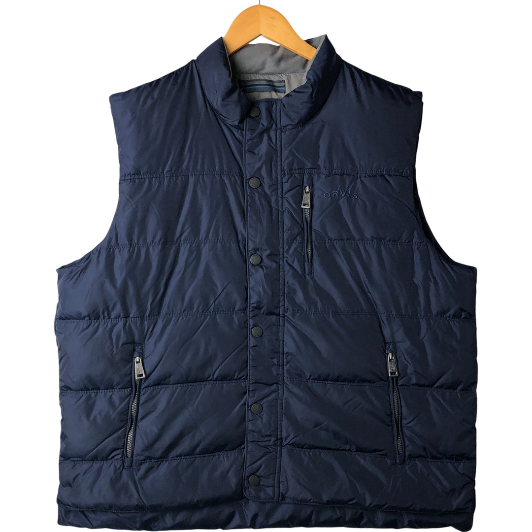 Orvis Down Vest, Men's XL Nylon navy blue type Vintage Second Hand