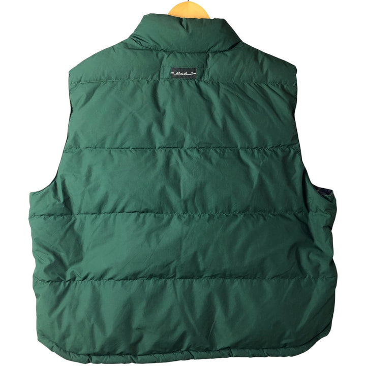 90s-00'S Eddie Bauer Check Pattern Reversible Goose Down Vest, Men's XL polyester green type Vintage Second Hand
