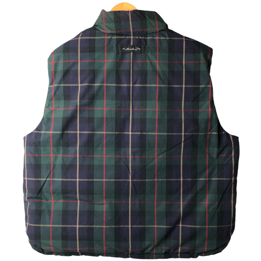 90s-00'S Eddie Bauer Check Pattern Reversible Goose Down Vest, Men's XL polyester green type Vintage Second Hand