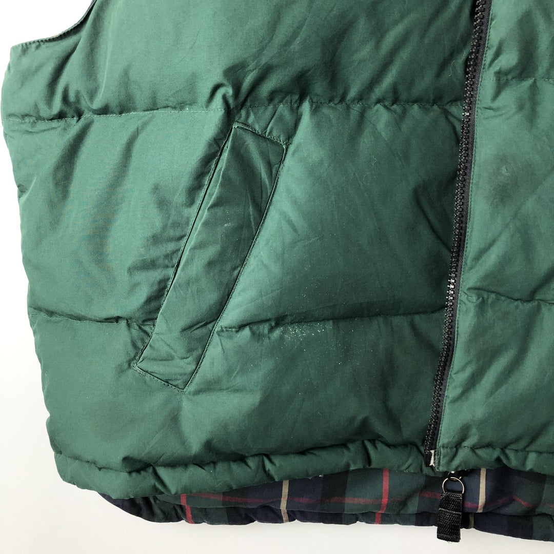 90s-00'S Eddie Bauer Check Pattern Reversible Goose Down Vest, Men's XL polyester green type Vintage Second Hand