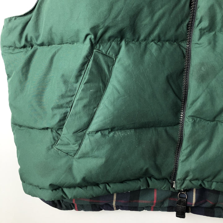 90s-00'S Eddie Bauer Check Pattern Reversible Goose Down Vest, Men's XL polyester green type Vintage Second Hand