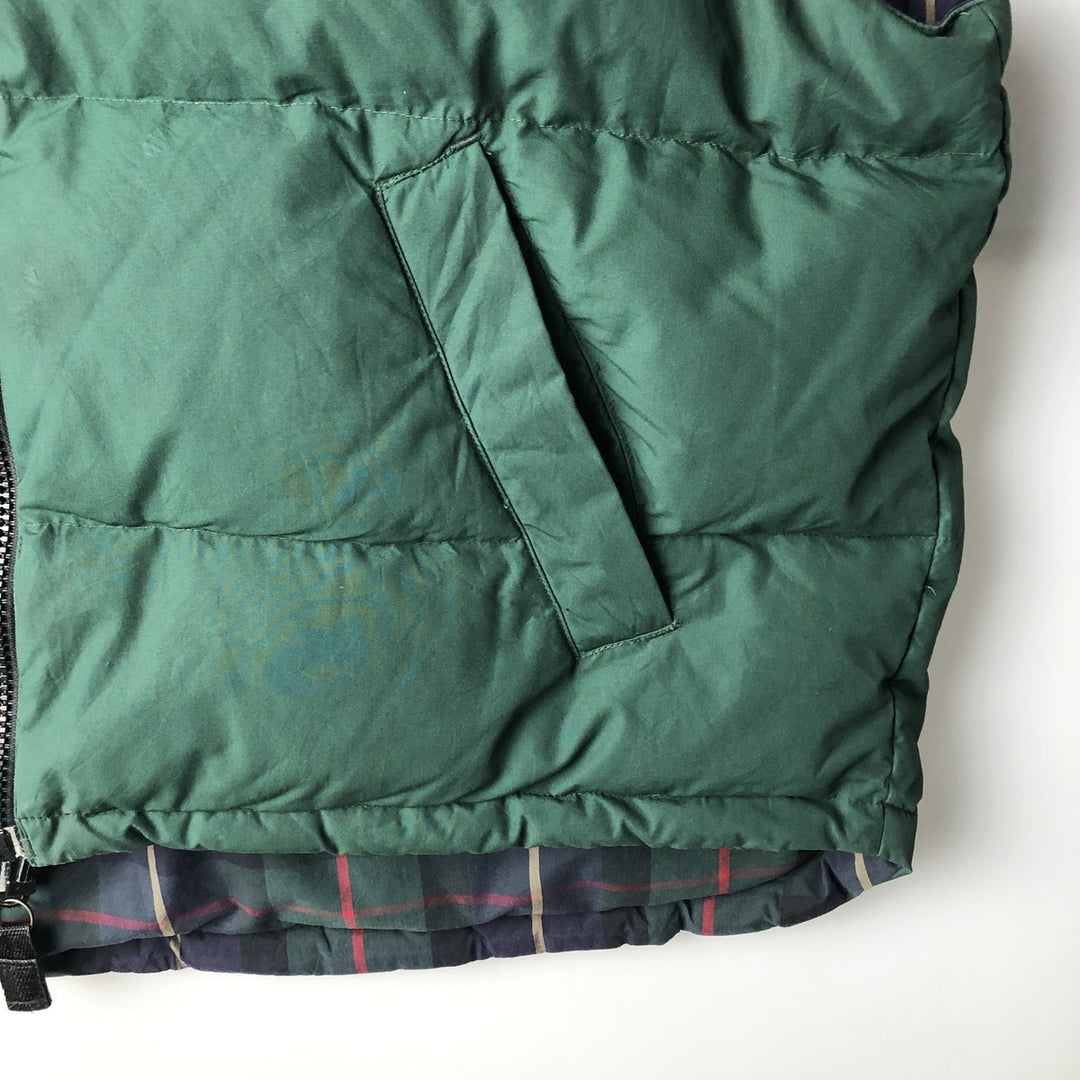 90s-00'S Eddie Bauer Check Pattern Reversible Goose Down Vest, Men's XL polyester green type Vintage Second Hand