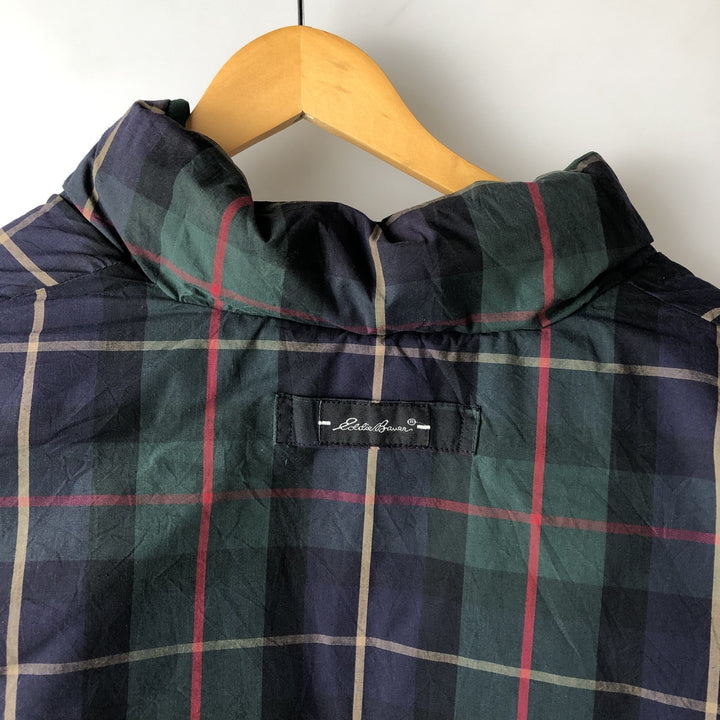 90s-00'S Eddie Bauer Check Pattern Reversible Goose Down Vest, Men's XL polyester green type Vintage Second Hand