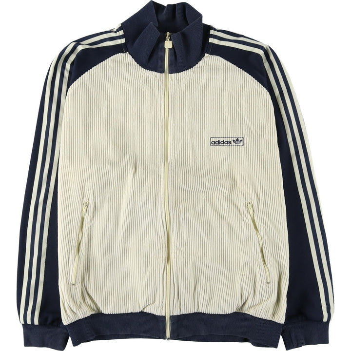 2000'S adidas Originals Corduroy Jersey Track Jacket, Men's Size XL cotton unbleached Vintage Second Hand