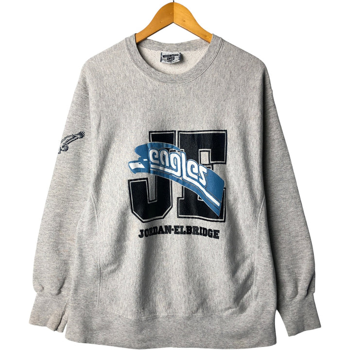 Vintage 90'S Lee Eagle Pattern College Sweatshirt, Made in USA, Men's Size XL cotton gray type Vintage Second Hand
