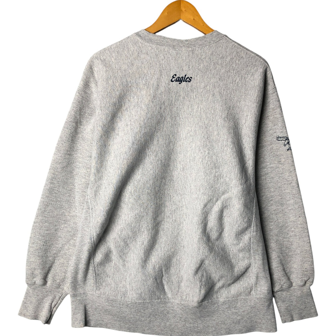 Vintage 90'S Lee Eagle Pattern College Sweatshirt, Made in USA, Men's Size XL cotton gray type Vintage Second Hand