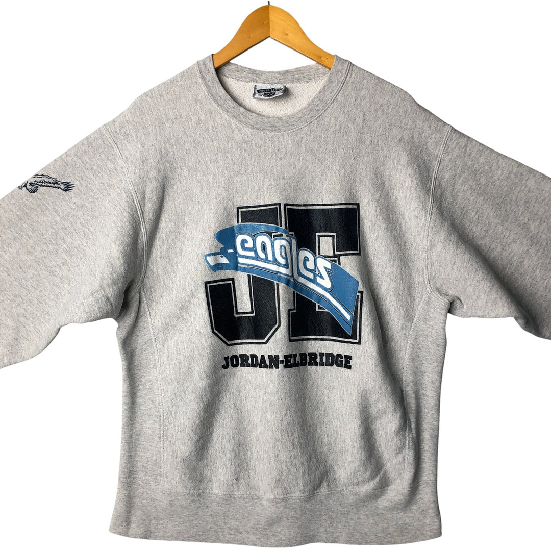 Vintage 90'S Lee Eagle Pattern College Sweatshirt, Made in USA, Men's Size XL cotton gray type Vintage Second Hand