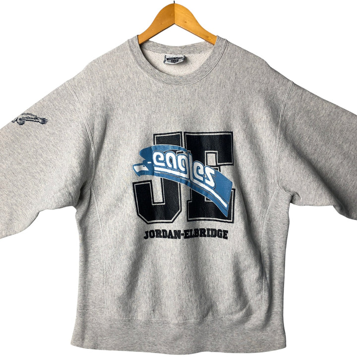 Vintage 90'S Lee Eagle Pattern College Sweatshirt, Made in USA, Men's Size XL cotton gray type Vintage Second Hand
