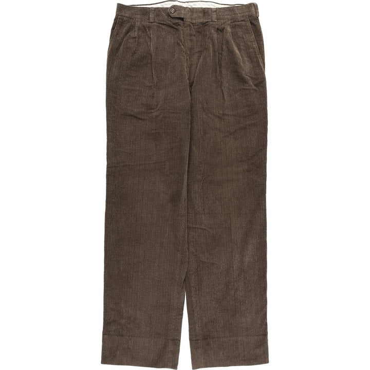 NASH Wide Ribbed Two-Pleated Corduroy Pants, Men's Size 36 cotton brown type Vintage Second Hand