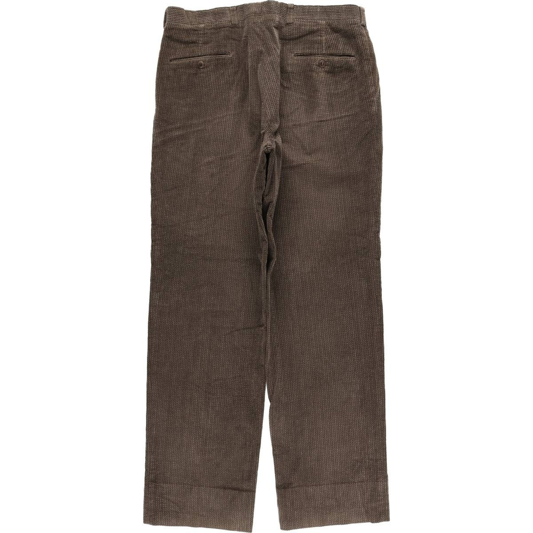 NASH Wide Ribbed Two-Pleated Corduroy Pants, Men's Size 36 cotton brown type Vintage Second Hand