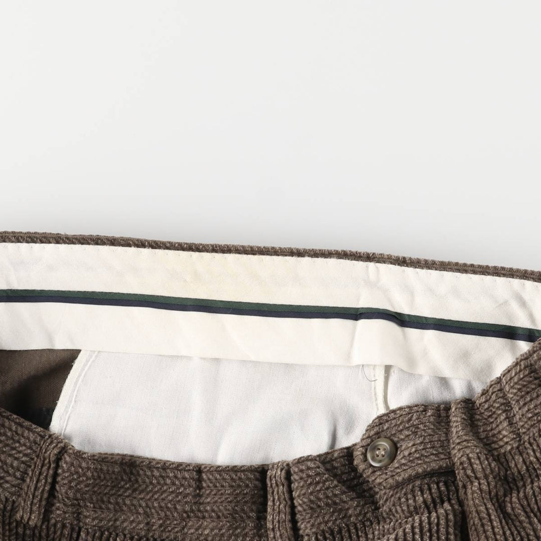 NASH Wide Ribbed Two-Pleated Corduroy Pants, Men's Size 36 cotton brown type Vintage Second Hand