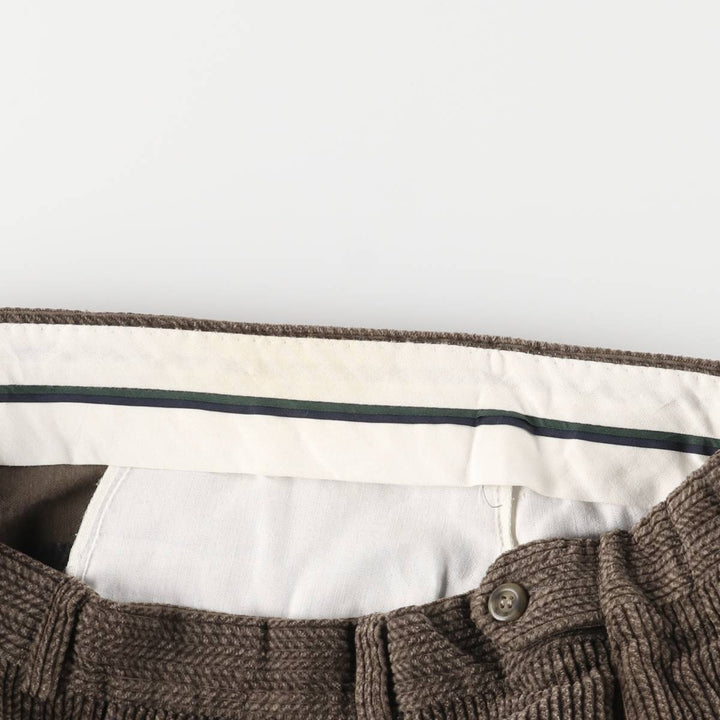 NASH Wide Ribbed Two-Pleated Corduroy Pants, Men's Size 36 cotton brown type Vintage Second Hand