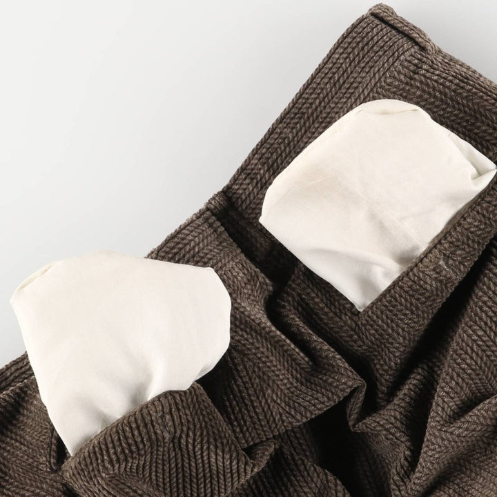 NASH Wide Ribbed Two-Pleated Corduroy Pants, Men's Size 36 cotton brown type Vintage Second Hand