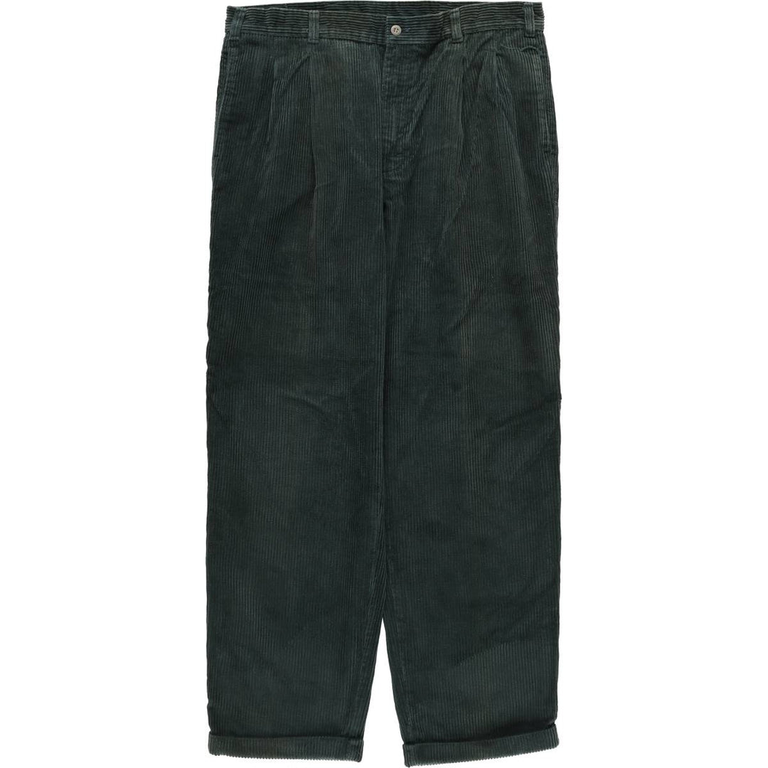 90'S Dockers Two-pleat Corduroy Pants, Made in USA, Men's, Size 36, Vintage unclear green type Vintage Second Hand