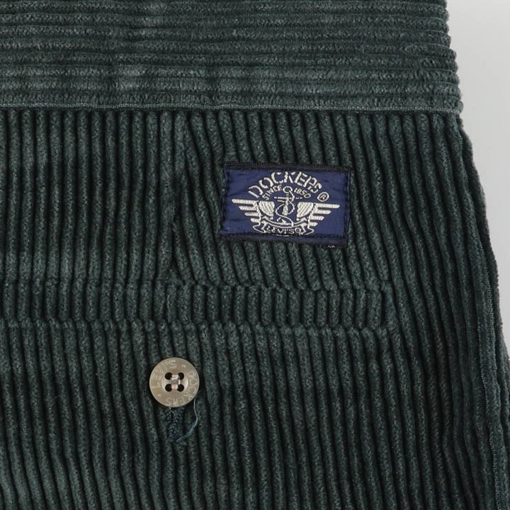 90'S Dockers Two-pleat Corduroy Pants, Made in USA, Men's, Size 36, Vintage unclear green type Vintage Second Hand