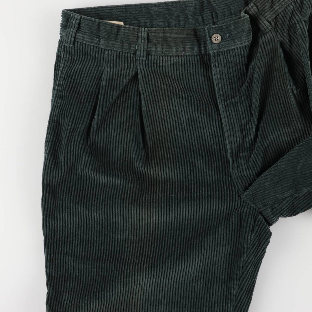 90'S Dockers Two-pleat Corduroy Pants, Made in USA, Men's, Size 36, Vintage unclear green type Vintage Second Hand