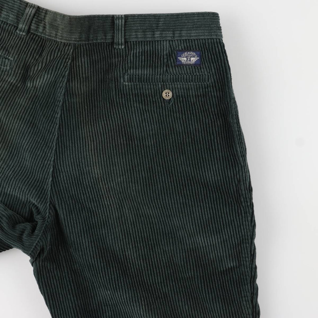 90'S Dockers Two-pleat Corduroy Pants, Made in USA, Men's, Size 36, Vintage unclear green type Vintage Second Hand