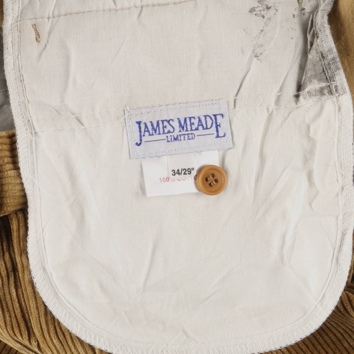 JAMES MEADE One-Tuck Corduroy Pants, Made in England, Men's, Size W34 cotton brown type Vintage Second Hand