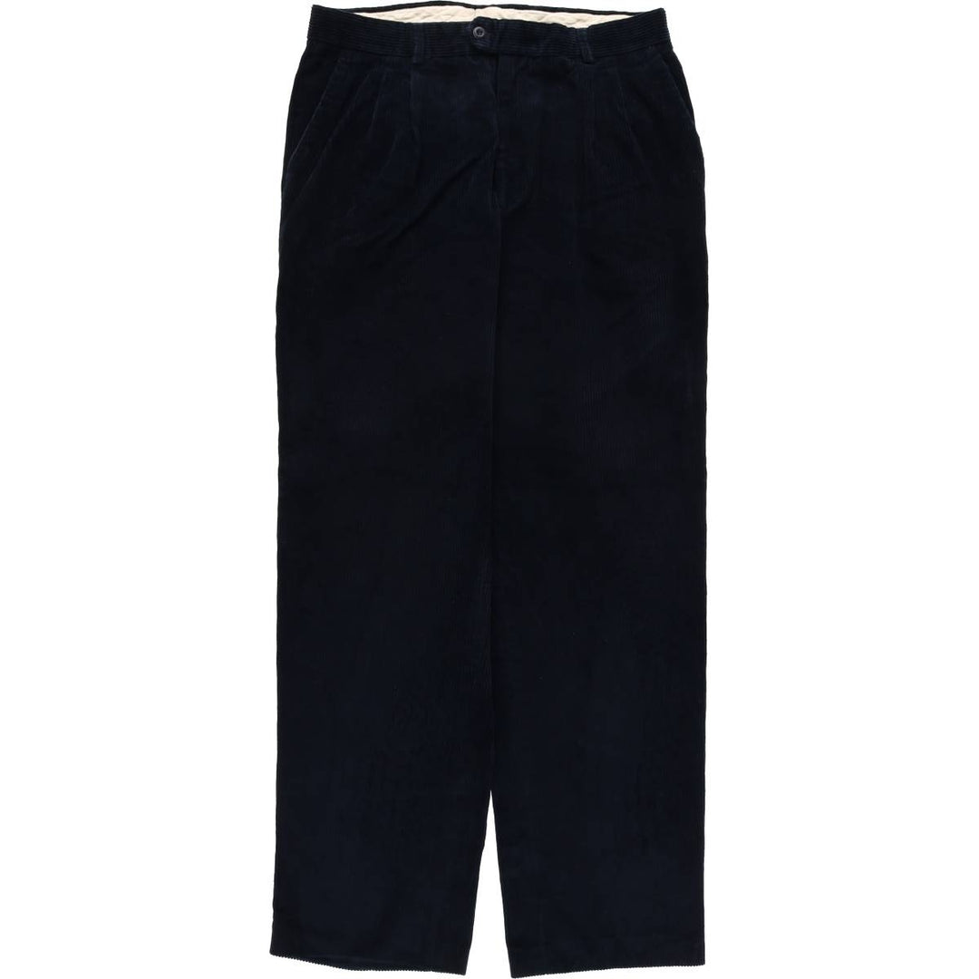 Tailor and Son Two-pleat Corduroy Pants, Made in Italy, Men's, Size W33 cotton navy blue type Vintage Second Hand