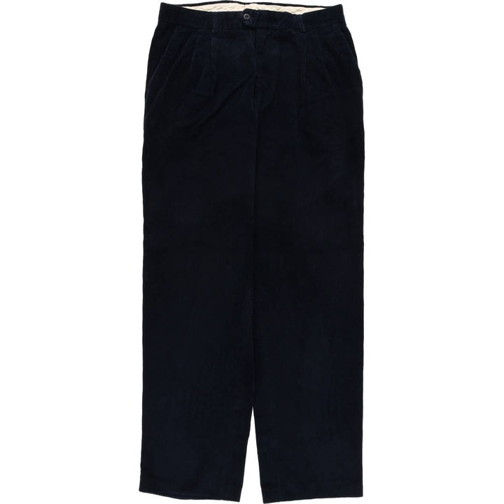 Tailor and Son Two-pleat Corduroy Pants, Made in Italy, Men's, Size W33 cotton navy blue type Vintage Second Hand