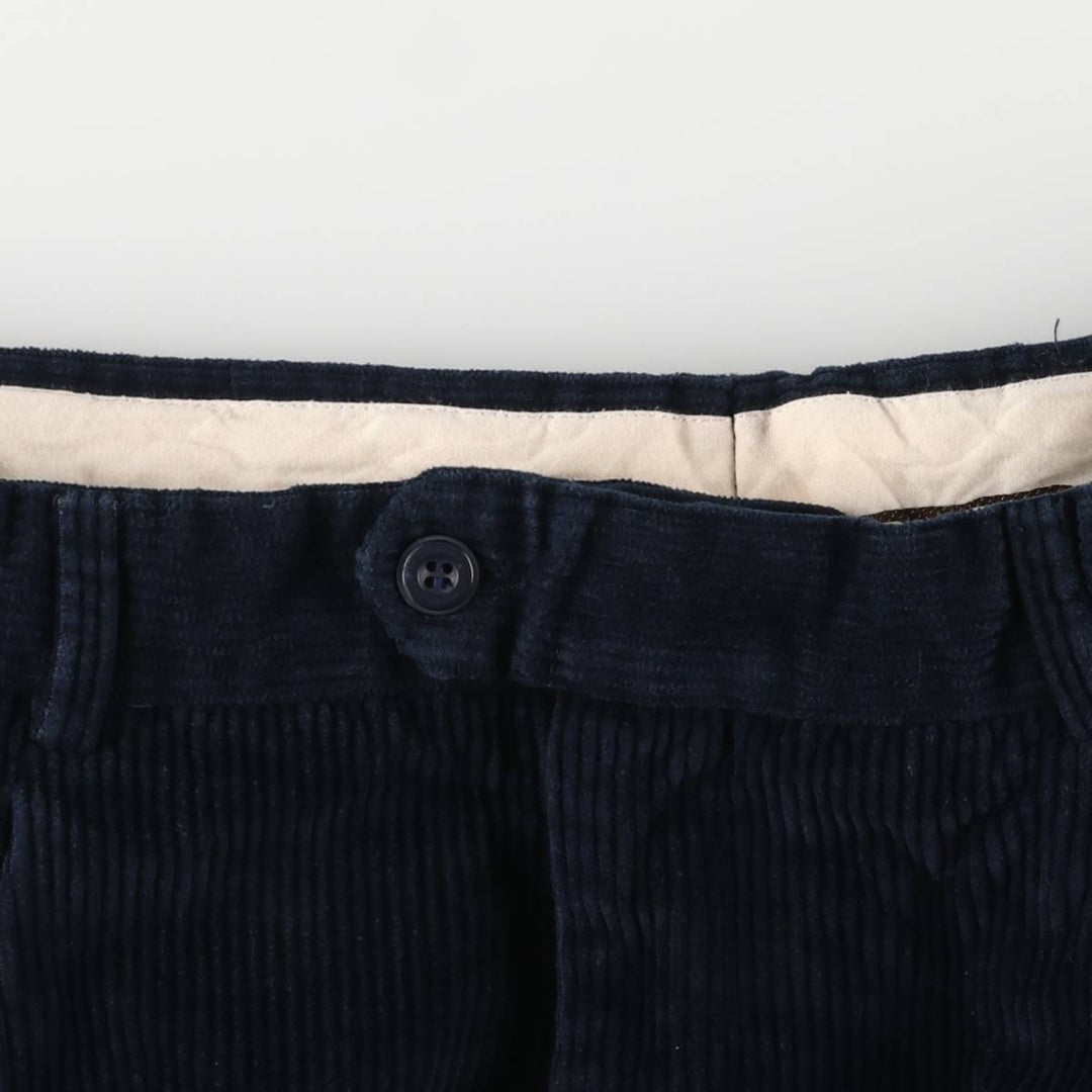 Tailor and Son Two-pleat Corduroy Pants, Made in Italy, Men's, Size W33 cotton navy blue type Vintage Second Hand