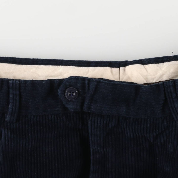 Tailor and Son Two-pleat Corduroy Pants, Made in Italy, Men's, Size W33 cotton navy blue type Vintage Second Hand