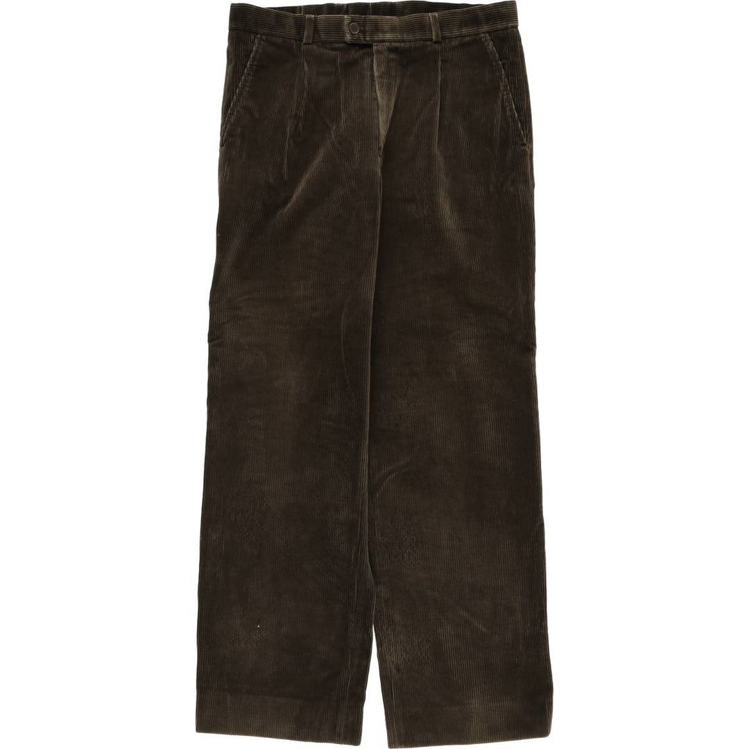 Lacoste One-Tuck Corduroy Pants, Men's, Size 34 cotton brown type Vintage Second Hand