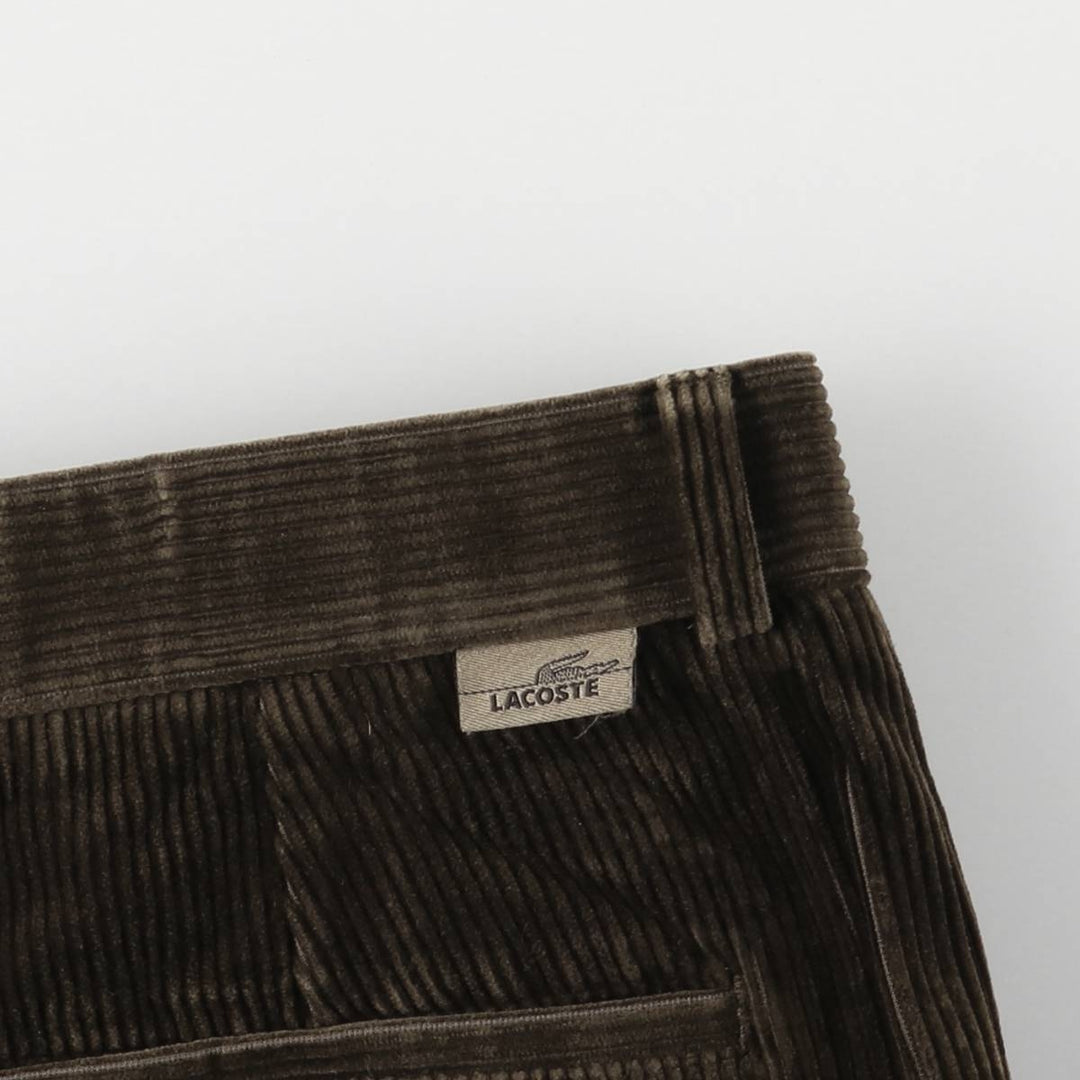 Lacoste One-Tuck Corduroy Pants, Men's, Size 34 cotton brown type Vintage Second Hand